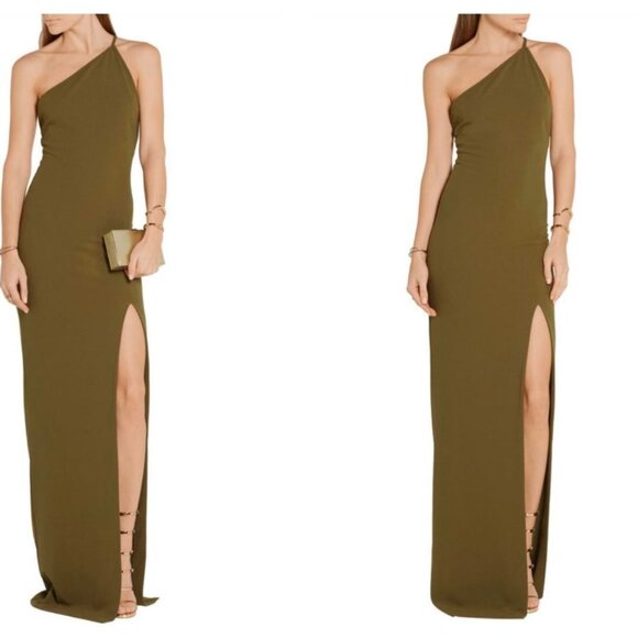 Gorgeous Solace London Gown with Asymmetric One Shoulder, Open Back, and Slit - Picture 1 of 15